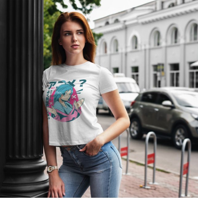 Blå hågad Anime Girl T Shirt (Skapare uppladdad)