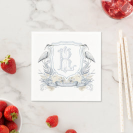 Blå Hägrar Special Monogram Vapen Pappersservett