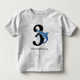 Blå haj 3-årsdag namn ålder barn t shirt