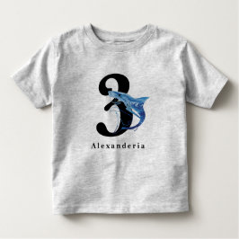 Blå haj 3-årsdag namn ålder barnets t shirt