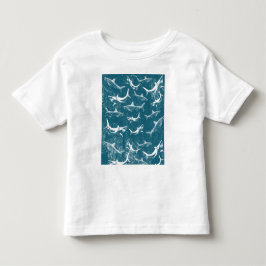 Blå hajmönster med slitnaeffekt t shirt