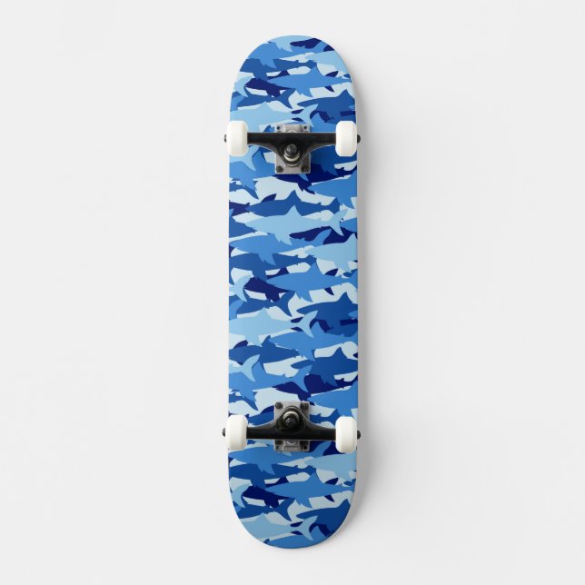 Blå hajmönster skateboard bräda 20 cm (Framsida)