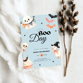 Blå Halloween Boo-dagen födelsedagsinbjudan pojkar Inbjudningar