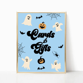 Blå Halloween-deokykort och presentkort Poster