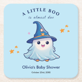 Blå Halloween En Liten Boo Barnkalas Underlägg Papper Kvadrat