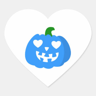 blå halloween hjärta pumpa jack-o-lantern hjärtformat klistermärke