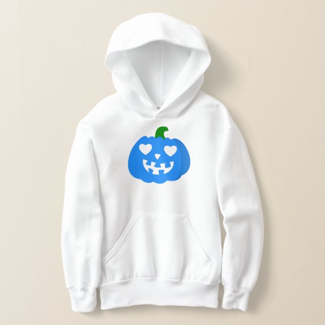 blå halloween hjärta pumpa jack-o-lantern t shirt (Laydown)