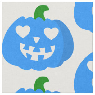 blå halloween hjärta pumpa jack-o-lantern tyg