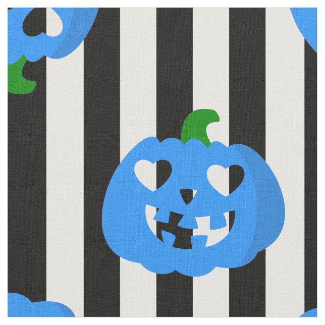 blå halloween hjärta pumpa randig tyg (Närbild)