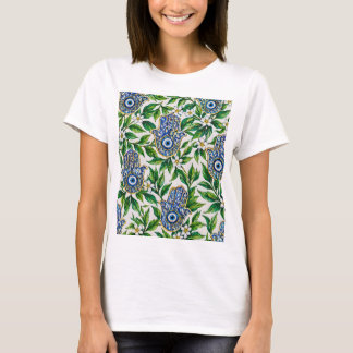 Blå Hamsa Hand av Fatima Blommönster T Shirt