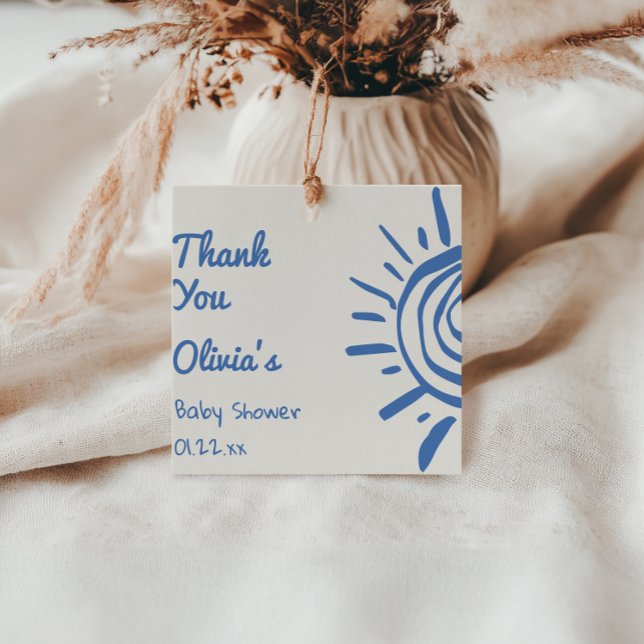 Blå Hand plockade här kommer barnskåran. Gåvor Etiketter (Skapare uppladdad)