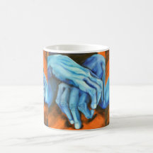 Blå händer konst designer-mugg