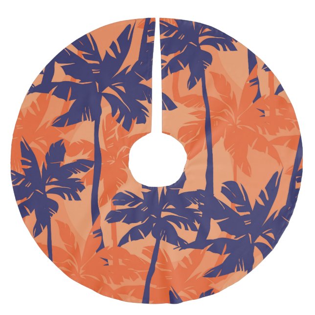 Blå handflatan silhuett, orangens bakgrund julgransmatta borstad polyester (Framsidan)