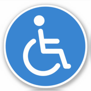 Blå handikappsymbol, runda klistermärken