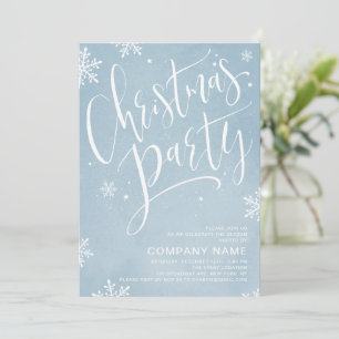 Blå handskriven kalligrafi jul Party Inbjudningar