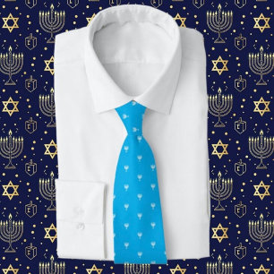 Blå Hannuká-menorah halsduk Slips