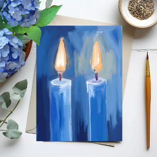 Blå Hanukkah-ljus Helg Vykort