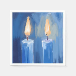 Blå Hanukkah-ljus Vattenfärg Högtid Pappersservett