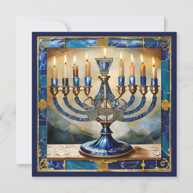 Blå Hanukkah-ljusstake (Framsida)