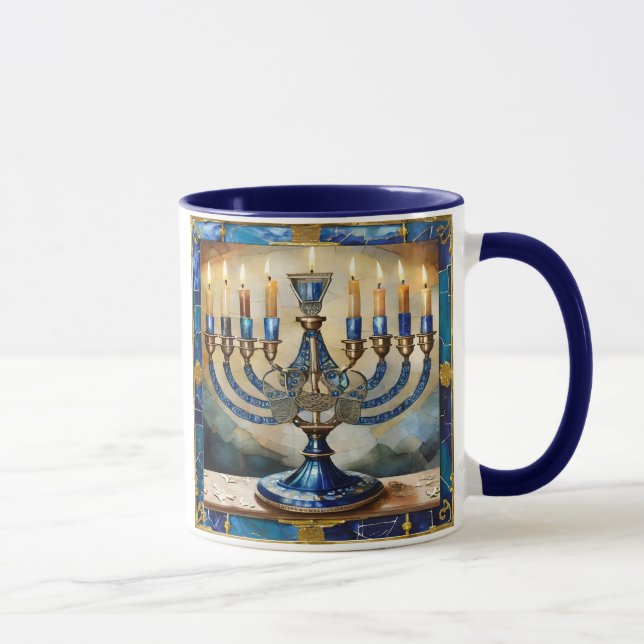 Blå Hanukkah-ljusstake Mugg (Höger)