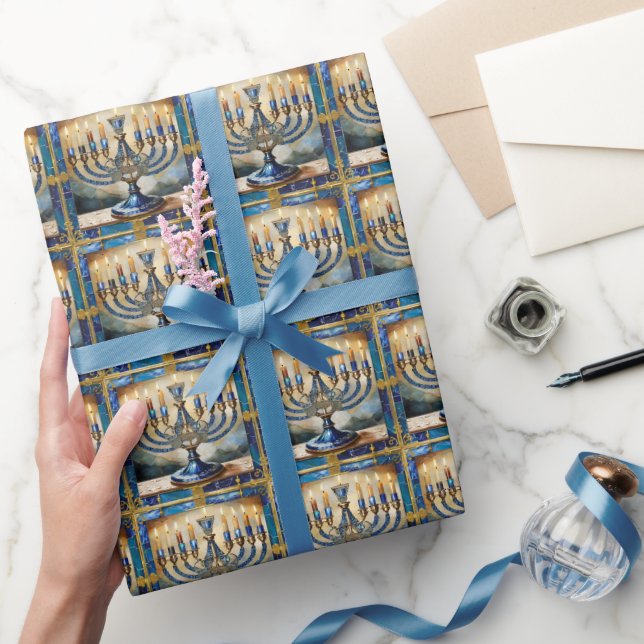Blå Hanukkah-ljusstake Presentpapper (Gifting)