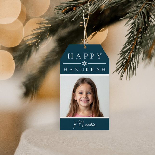 Blå Hanukkah-presentetikett Presentetikett (Skapare uppladdad)