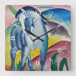 Blå häst av Franz Marc, Vintage finkonst Fyrkantig Klocka