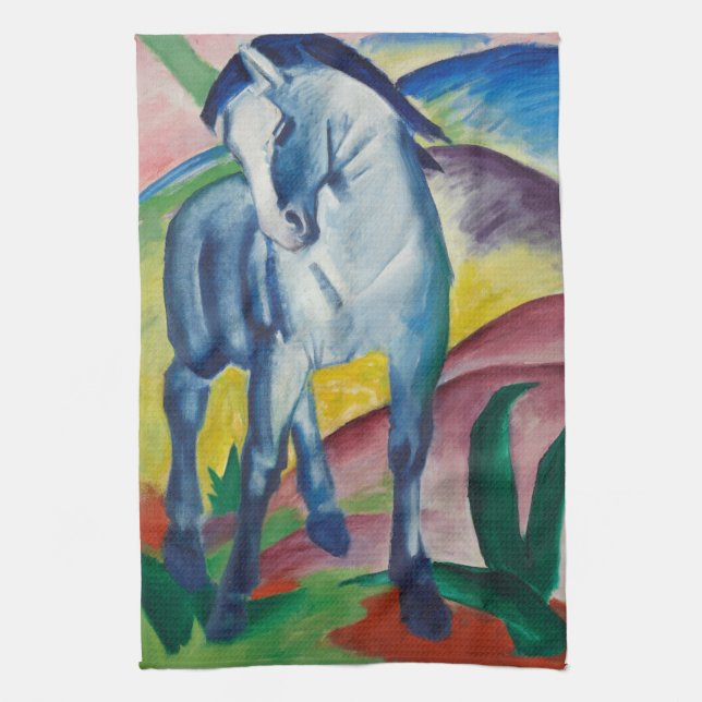 Blå häst av Franz Marc, Vintage finkonst Kökshandduk (Vertikal)