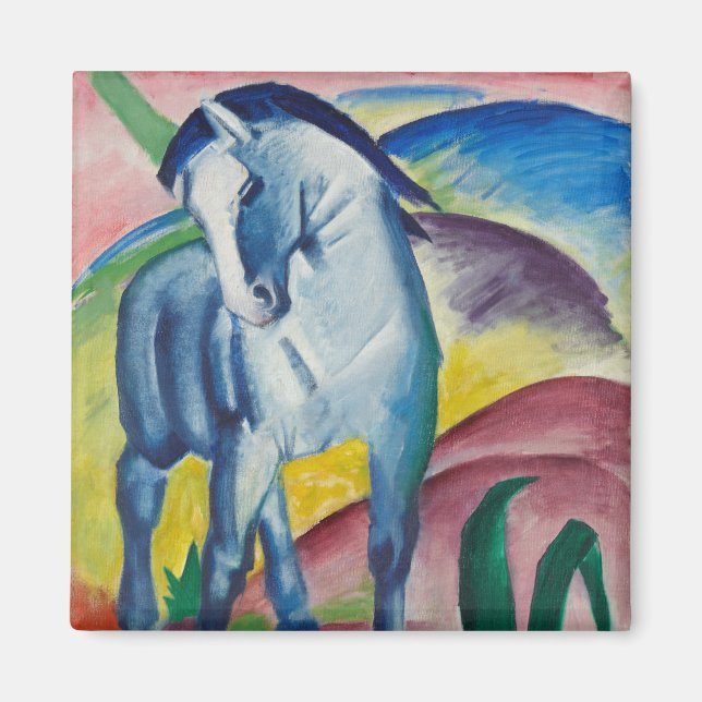Blå häst av Franz Marc, Vintage finkonst Magnet (Framsidan)