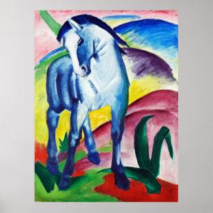 Blå häst målning av Franz Marc Poster