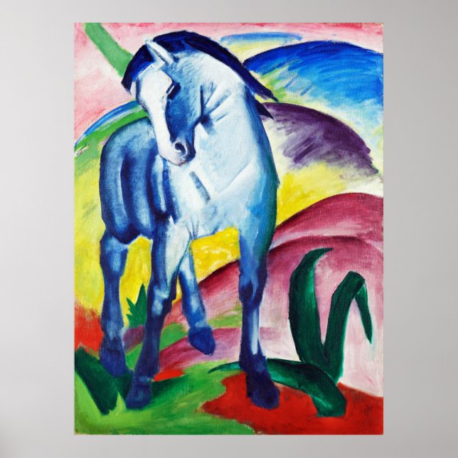 Blå häst målning av Franz Marc Poster (Framsidan)