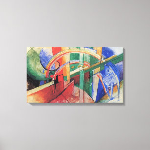 Blå häst med regnbåge av Franz Marc Canvastryck