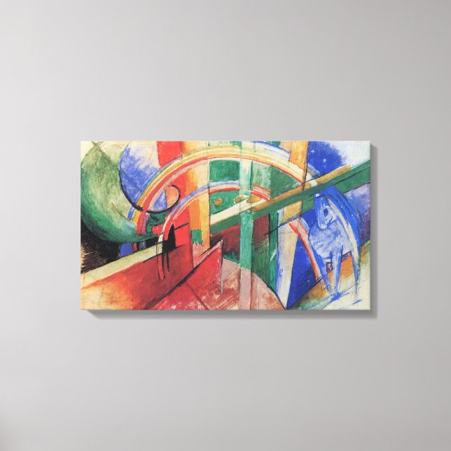 Blå häst med regnbåge av Franz Marc Canvastryck (Framsida)