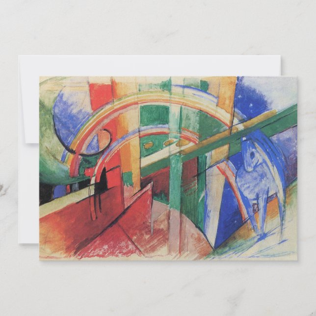 Blå häst med regnbåge av Franz Marc Inbjudningar (Framsida)