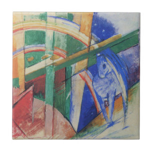 Blå häst med regnbåge av Franz Marc Kakelplatta