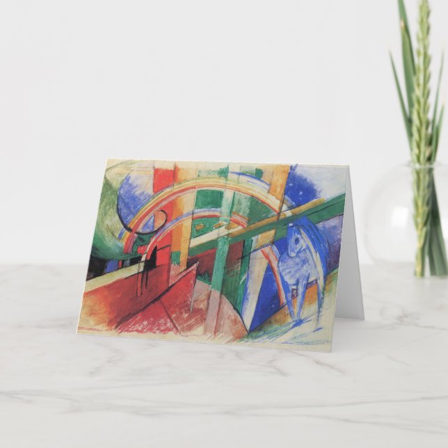 Blå häst med regnbåge av Franz Marc Kort (Framsida)