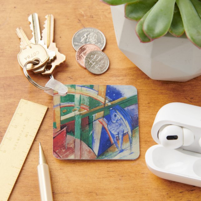 Blå häst med regnbåge av Franz Marc Nyckelring (Skrivbord)