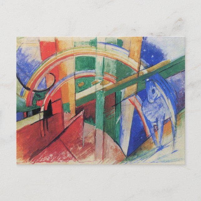 Blå häst med regnbåge av Franz Marc Vykort (Framsida)