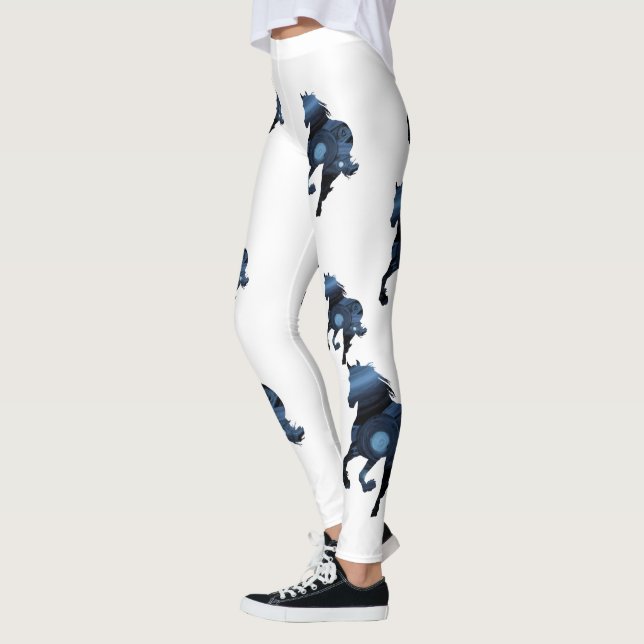 Blå hästar Art Anpassningsbar Leggings (Vänster)