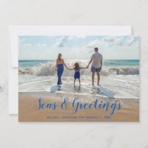 Blå hav och Hälsning Beach-jul Julkort