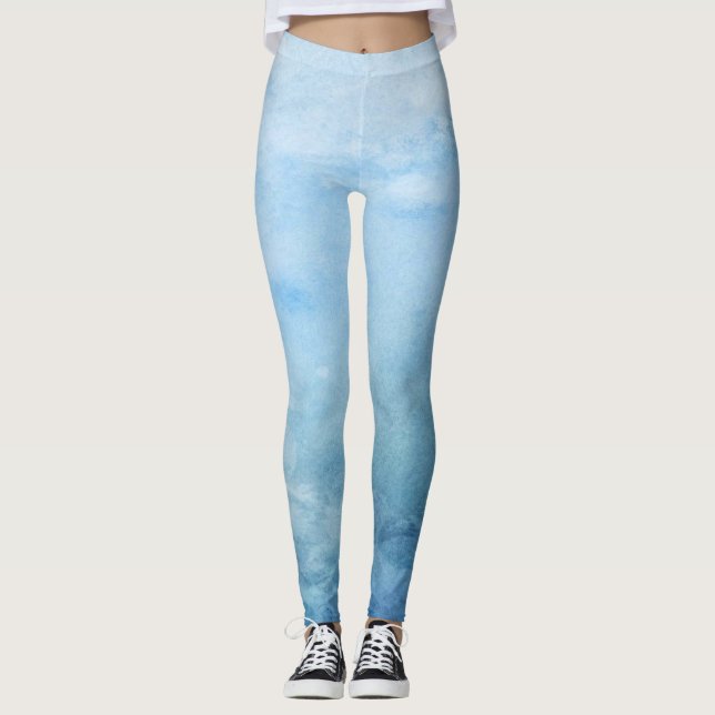 blå havets enkla söta gnistra modern leggings (Framsida)