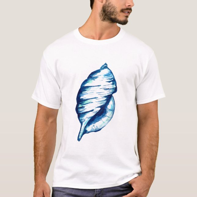 Blå havsbotten, vattenfärg t shirt (Framsida)