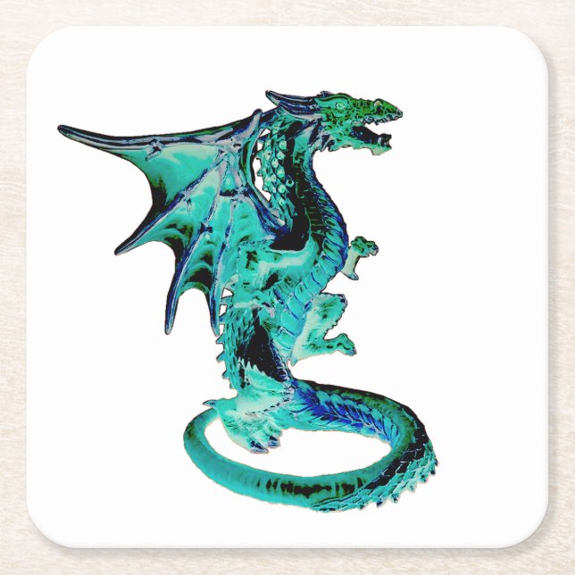Blå Havsdrake Fantasy Havsvarelse Konstverk Underlägg Papper Kvadrat (Framsidan)