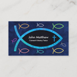 Blå havsfärgad ischthus kristen pastor av fisk visitkort