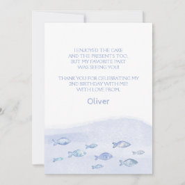 Blå havsfisk 2:a pojkens födelsedag tackkort  tack kort
