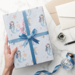 Blå Havsfrus Födelsedag Presentpapper