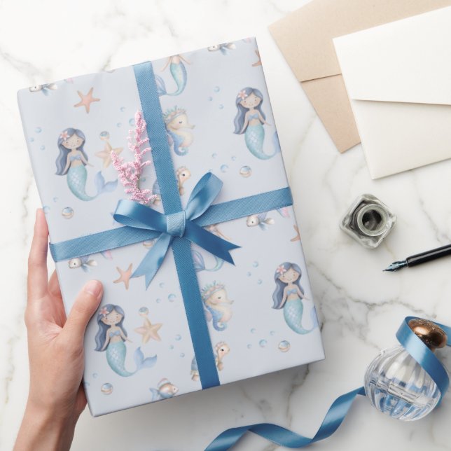 Blå Havsfrus Födelsedag Presentpapper (Gifting)