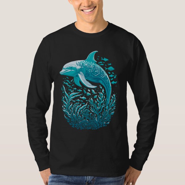 Blå havslevande delfiner t shirt (Framsida)