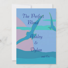 Blå havsparadistema Blandad familj Bröllop Inbjudningar