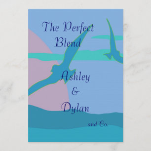 Blå havsparadistema Blandad familj Bröllop Inbjudningar